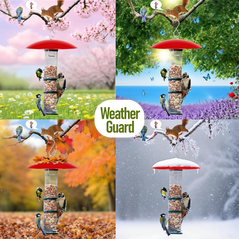 andergi 8" Bird Feeder Dome, Hummingbird Feeder Rain Guard, Bird Feeder Cover for Small Feeders, Protective Cover Work with Ant Guards（Red,2 Pack - Image 3